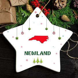 Newland NC Ornament for Christmas Tree Decorations City Travel Souvenir Gifts for Family and Friend - Housewarming Gift Newland North Carolina Ornament Star 3.25"