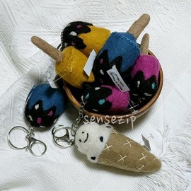 Nepal wool ice cream key ring doll bag ring, stick ice pink / 네팔 양모 아이스크림 키링 인형 가방고리 , 스틱아이스핑크
