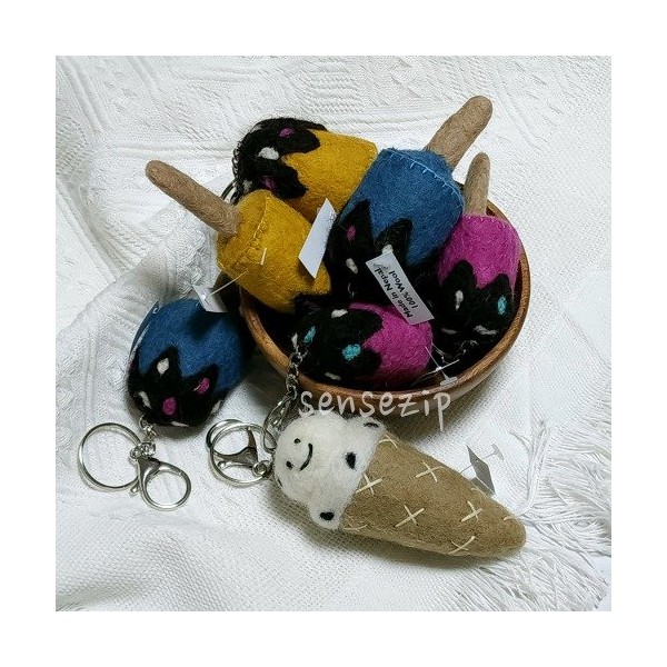 Nepal wool ice cream key ring doll bag ring, stick