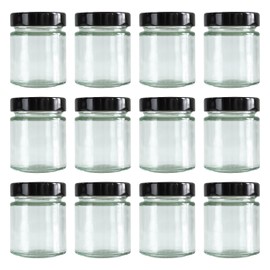 GPK4ALL 5oz Glass Jar with Metal Lids, Pack of 12 Set, herbs, spices, candy, beans
