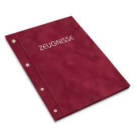 Certificate Folder in Red Velvet Cover with Embossed Print in Various Colours - Handmade Folder with 12 Pockets
