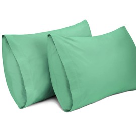 Lirex 2 Pack Pillow Cases, 100% Cotton Breathable Pillowcases Pillow Covers, 50 x 75 cm Queen Size, Light Green