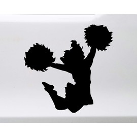 Brown - Cheerleader Vinyl Decal - Cheering Varsity JV Tumbling Jumping - Die Cut Sticker - 10w x 10h inches