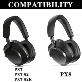 YunYiYi Ear Pads Replacement Headband Pads Compatible with Bowers & Wilkins PX8/PX7 S2/PX7 S2E Over-Ear Headphones(Not Fit PX PX7 P7) Earpads Headband Cover Parts (Black)