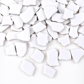 CarAngels Ceramic Mosaic Tiles DIY Home Decor Handmade Craft Ceramic Crafts 500g Irregular Geometric Pattern 2-4cm (White)