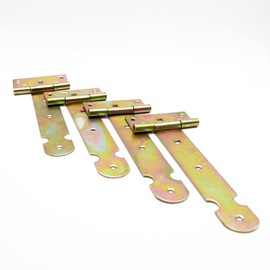 DOJA Barcelona T-Hinges 238 x 84 mm Pack of 4 Yellow Galvanised Door Hinges Cross Hinges for Kitchen Doors, Furniture, Windows, Garage Doors, Garden Gate Hinges