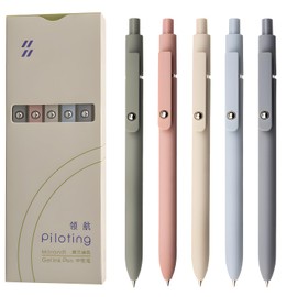 DRMAVI 5 PCS Morandi Retractable Gel Pens,Quick Dry Black Ink Pens,0.5mm Fine Point Smooth Writing Aesthetic Pens,Pastel Gel Pens for Journaling Note Taking Office School Supplies