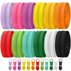 The Yard 36 Yards Nylon Coil Zippers - 12 Pieces, Bulk Zippers for Bags & Clothes (12 Bright Colors)