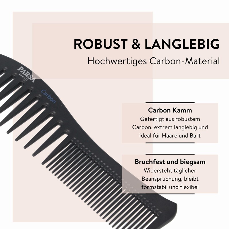PARSA Beauty High-quality carbon styling comb, anti-static, all-rounder for all