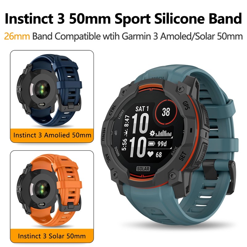 OVERSTEP Watch Bands Compatible with Instinct 3 Amoled/Solar 50mm 26mm