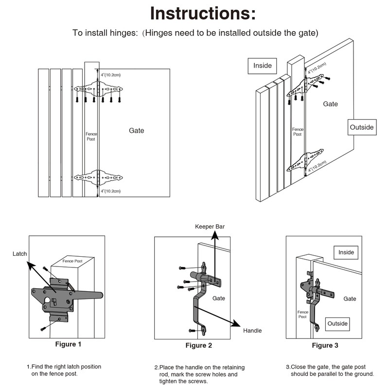 HOME MASTER HARDWARE Wood Gate Hardware Set - Heavy Duty
