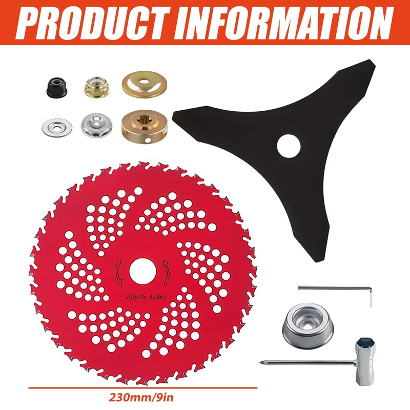 PRITOK 9" x 36 Teeth Carbide Tipped Brush Cutter Blades