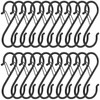 S Hooks, Black, Hooks for Hanging, Safety Buckle Design, Pack of 20 Kitchen Hooks, Heavy Duty Metal Hooks, 9 cm, Rustproof & Corrosion-Resistant S-Hooks for Kitchen, Bathroom, Bedroom, Outdoor Use