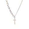 Yienate Simple Cross Necklace Asymmetric Chain Cross Pendant Necklace Paperclip