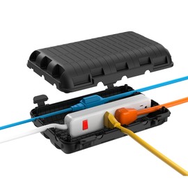 Outdoor Extension Cord Box, Large Waterproof Electrical Cord Box Plug Protector Cable Connection Safety Cover IP54 Water-Resistant for Power Strip, Holiday Light and Decorations, Black | H HUNLEE