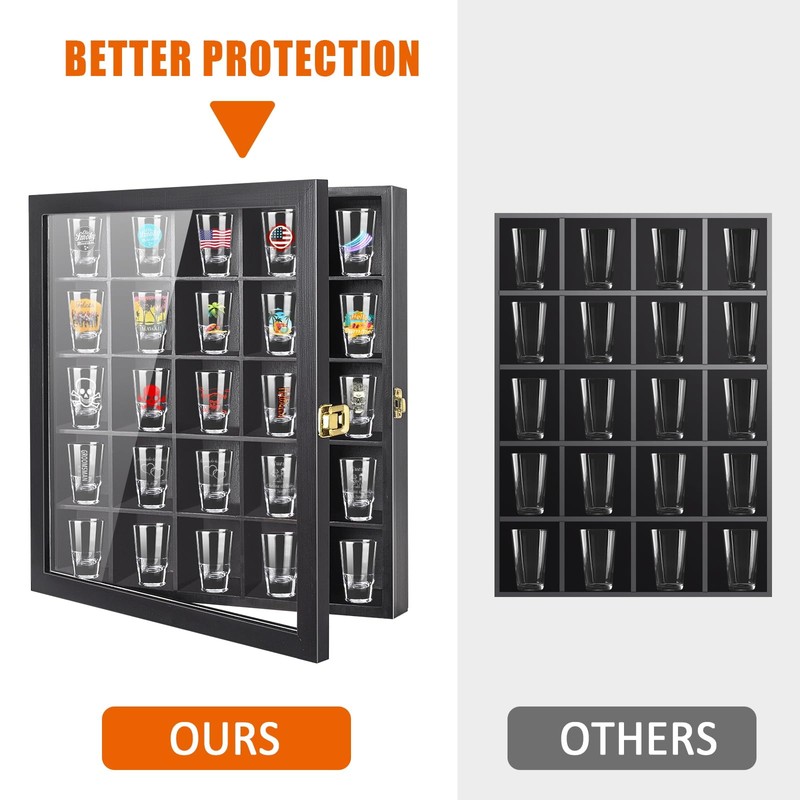 Tutata Shot Glass Display Case - 25 Slot Holder with