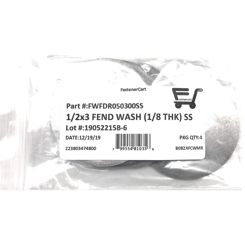 1/2 ID x 3 OD Stainless Steel Fender Washer Large
