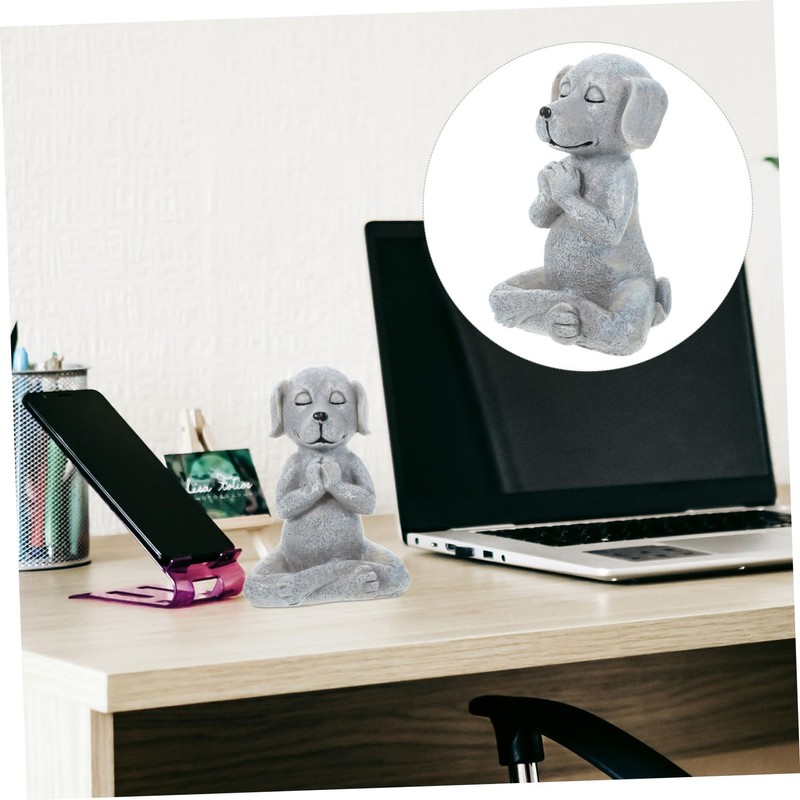 Mipcase Meditating Dog Statue Realistic Zen Style Dog Figurine for