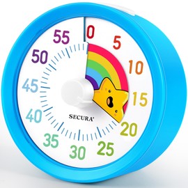 Secura 60-Minute Visual Timer, Rainbow Classroom Timers for Kids, Time Clocks, Countdown Time Tracker Management Tool with Pause Function (Blue & Star)