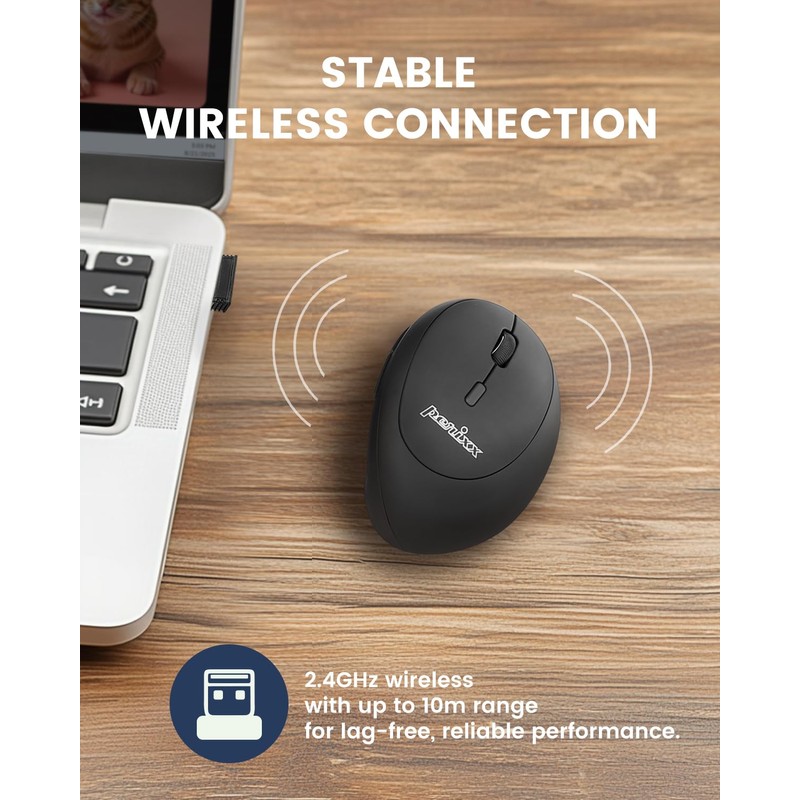 Perixx PERIMICE-719R Wireless 2.4G Rechargeable Ergonomic Mouse - Duo Wired
