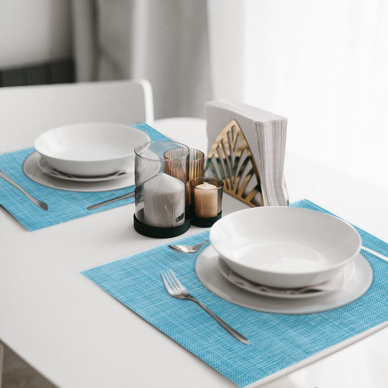 Washable Place Mats Set of 6 PVC Heat Resistant Non-Slip