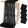 Socomi 4pcs Black Gauze Table Runner Chiffon Like Wedding Table