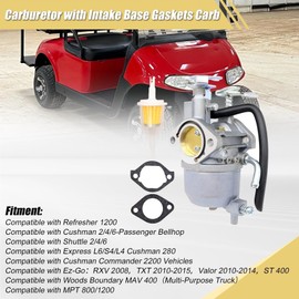 XQSMWF Carburetor with Intake Base Gaskets Carb Compatible With EZGO RXV Motor Golf Carts TXT 2010-2015,EZ-GO Valor 2010-2014,Kawasaki 13 HP FJ400D Engine 8125 603593 8128 603580 8126 607954