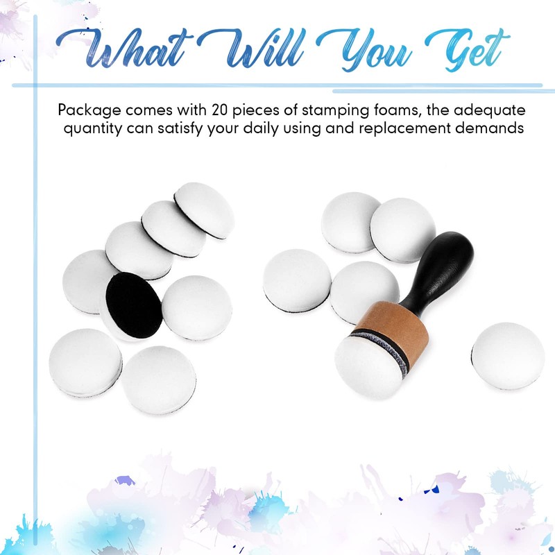 Chengu 20 Pieces Mini Ink Blending Foams Tool Round Replacement