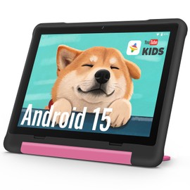 UEMXDOX Kids Tablet, 2025 Android 15 Tablet for Kids Age 3+, 8GB+64GB, Expandable to 512GB, 10" Touch Screen with Case, WiFi 6, BT5, Pre-Installed Parental Controls, Kids Space, Family Link (Black)