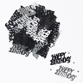 SHATCHI 14 Gram Black & Silver Happy Birthday Confetti Table Scatter Glitz Sprinkles Stardust Bday Party Decorations For Kids Adults, Black and Silver, SHATCHI - 176