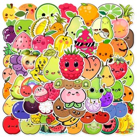100PCS Fruit Expression Stickers & Vinyl Decals – Waterproof Set with Various Emoji-Style Faces and Names – Great for Kids, Teachers, Journals, Bottles, Crafts & More