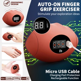 DIOTUSS Grip Strength Trainer Tester, Hand Grip Strengthener Dynamometer, Forearm Finger Strengthener, Stress Balls for Adults/Kids, Rechargeable Digital Grip Strength Tester (220.4Lbs/100kg)