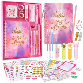 VERTOY DIY Journal Kit for Girls - Journaling Toys Set for Teen Kids, Art Crafts Scrapbook Diary Supplies Set, Ideal Gifts for 8 9 10 11 12 13 14 Year Old Girls