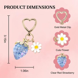 NEUYEE Strawberry Bag Charms Purse Charms for Handbags Cute Strawberry Keychain Key chains Accessories Decor for Women Girls (Light Blue)