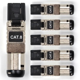 Itvexeme RJ45 Connectors Tool Free Cat8, Cat8 Field Termination Plug Shielded Modular Plugs for 2000MHz 2GHz 40G, 22AWG-24AWG, Set of 6