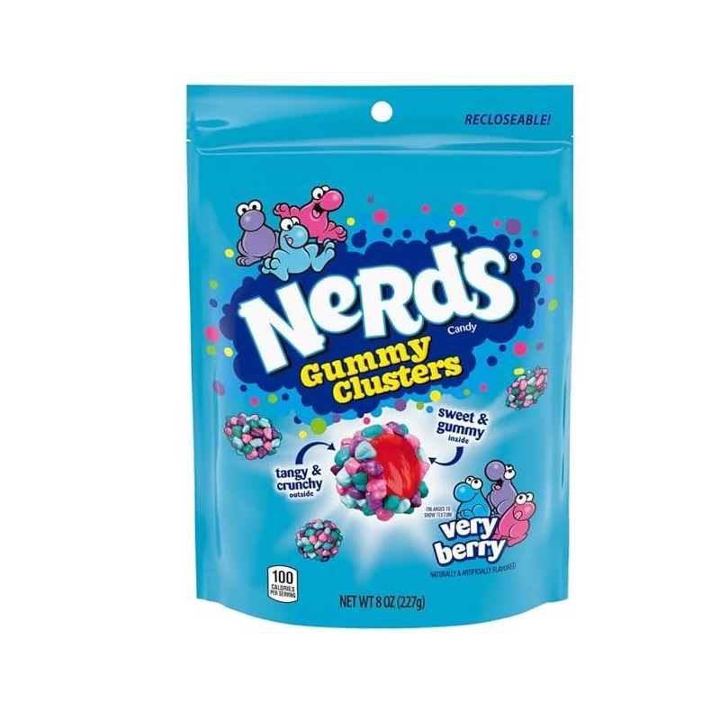 Nerds Gummy Clusters Candy, Very Berry, Resealable 18.5 Ounce Big