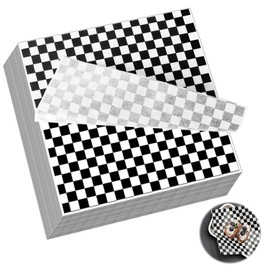 SHUESS 300 Pcs Greaseproof Paper - 28 x 26 cm Wax Paper Sheets for Food Basket - Black and White Checkered Sandwich Paper - Greaseproof Paper Sheets for Cakes, Breads, French Fries, Burgers