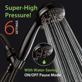 AquaDance High Pressure 6-Setting Oil Rubbed Bronze Handheld Shower Head with Stainless Steel Hose. Officially Independently Tested to Meet Strict US Quality & Performance Standards!