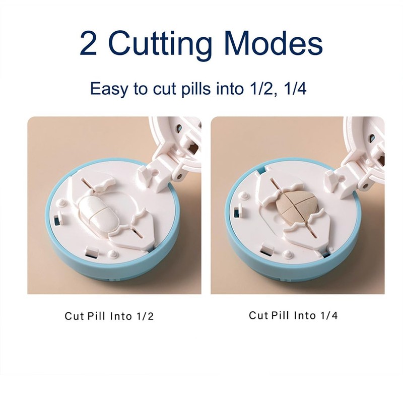 Safety Hidden Blade Pill Cutter and Storage for Splitting Small