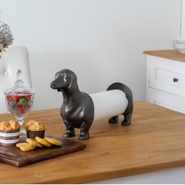 Synovana Vintage Dachshund Dog Paper Towel Holder Black Wiener Dog Tissue Towel Display Stand Freestanding Animal Toilet Paper Holder for Kitchen Countertop Home Decor
