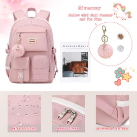 KIDNUO - Mochila escolar para niñas de 15.6 pulgadas, para computadora portátil, escuela primaria, colegio, mochilas para niños, adolescentes y mujeres, B Rosa, Large, Mochilas de mochila