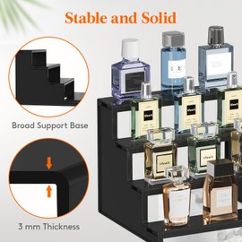 Lifewit Plastic 9 Inch Dark Cologne Stand, Step Perfume Organizer,Versatile Display Stand Shelf for Fragrance, Skincare, Figurine, Dessert, Use for Vanity, Tabletop, Cabinet,1 Set