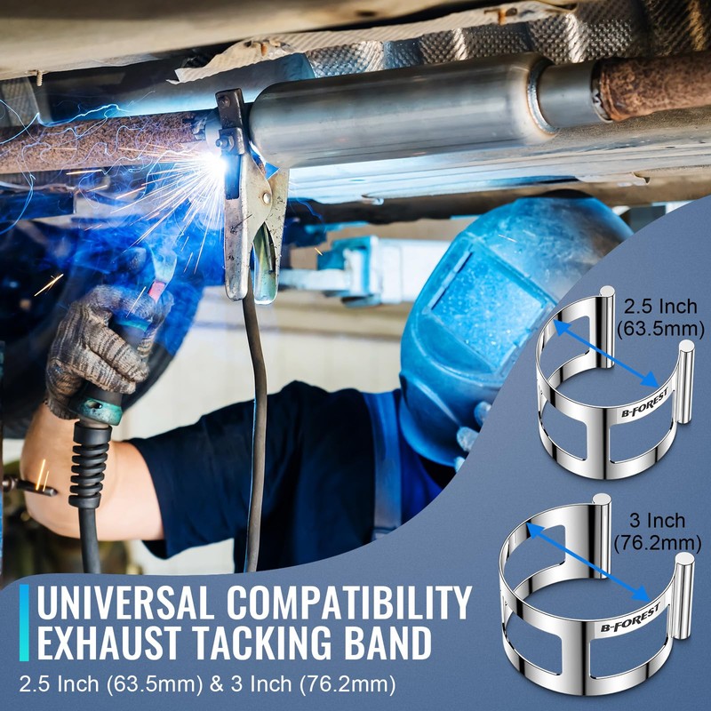 Exhaust Tacking Band Clamp-On Set, 2.5-Inch and 3-Inch Dual-Size Welding