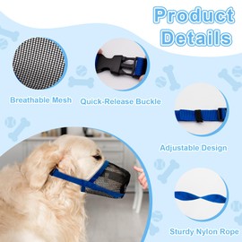 Coppthinktu Dog Muzzle for Small Medium Large Sized Dogs, Breathable Mesh Dog Mouth Guard Anti Chewing Scavenging Fully Closed Mouth Cover, Soft Muzzle for Dogs Allows Panting & Drinking