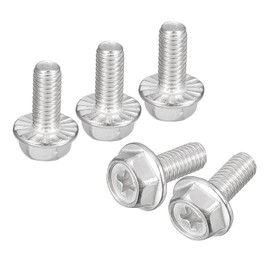 sourcing map Pack of 10 Phillips Hex Flange Bolts M6 x 14 mm 304 Stainless Steel Hexagonal Head Machines Bolts