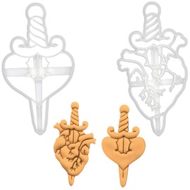 Set of 2 Dagger Heart Cookie Cutters (Shapes: Anatomical and Simple Heart), 2 Pieces Bakerlogy