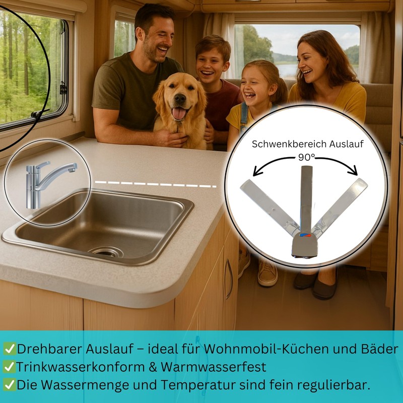 Comet Capri Motorhome Single Lever Mixer Tap 12 V Chrome