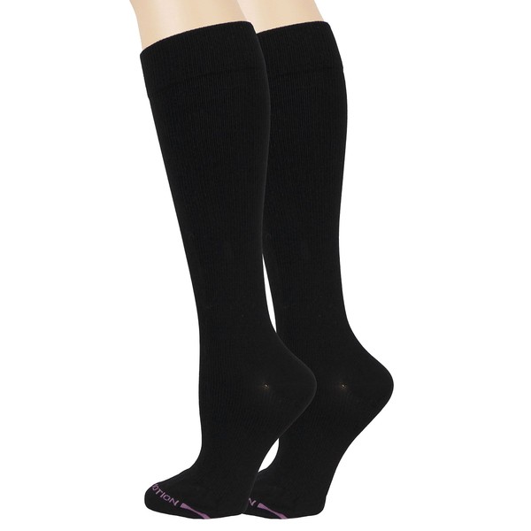 Dr. Motion 2 Pairs Compression Knee-Hi Women's Socks Black Size 9-11