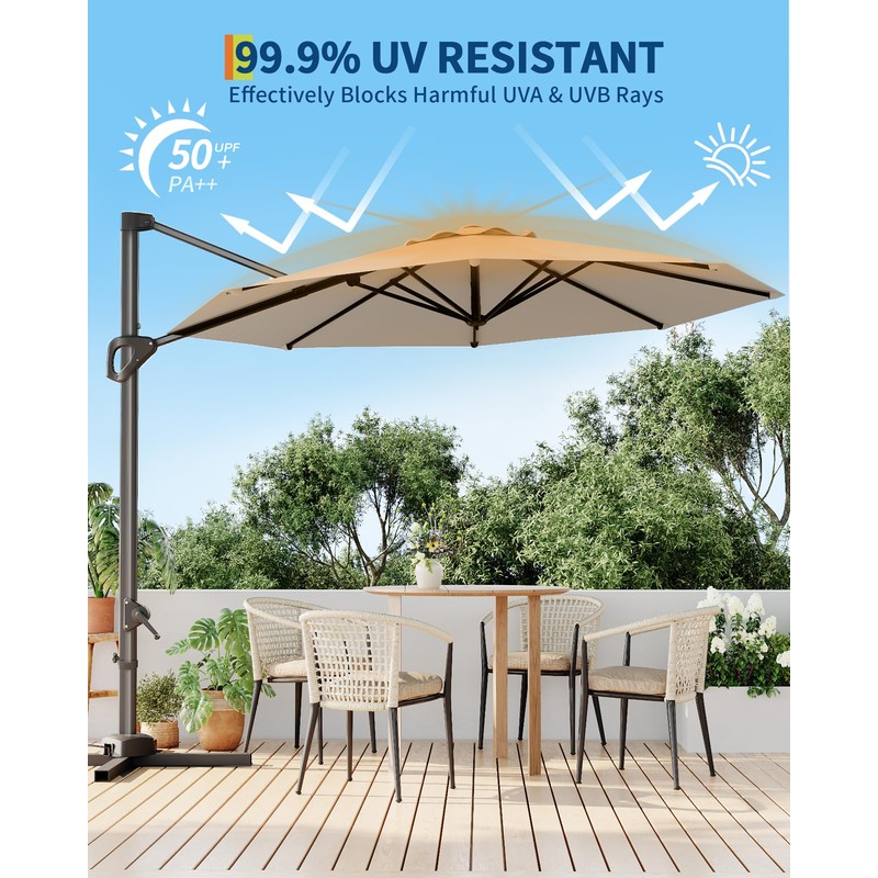 10FT Outdoor Patio Umbrella Large Cantilever w/Base Included Market Sun