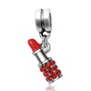Dangle Red Lipstick Charm with Red Crystals